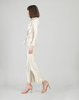 Foil Sheen - Long Sleeve Loop Front Top - Champagne