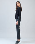 Loop Front Liquid Leather Cuff Top - Black - Final Sale