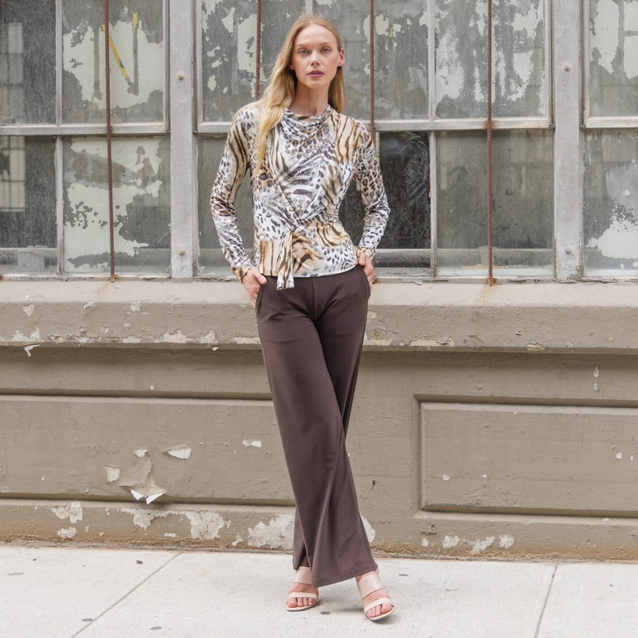 Butter Knit - Long Sleeve Loop Front Top - Cheetah Stripe