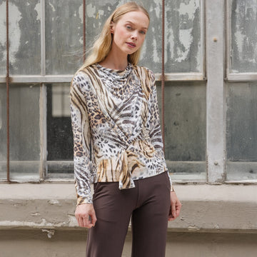 Butter Knit - Long Sleeve Loop Front Top - Cheetah Stripe