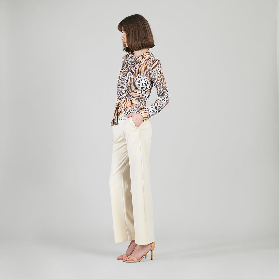 Butter Knit - Long Sleeve Loop Front Top - Cheetah Stripe