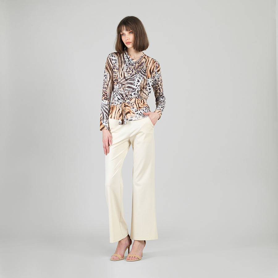 Butter Knit - Long Sleeve Loop Front Top - Cheetah Stripe