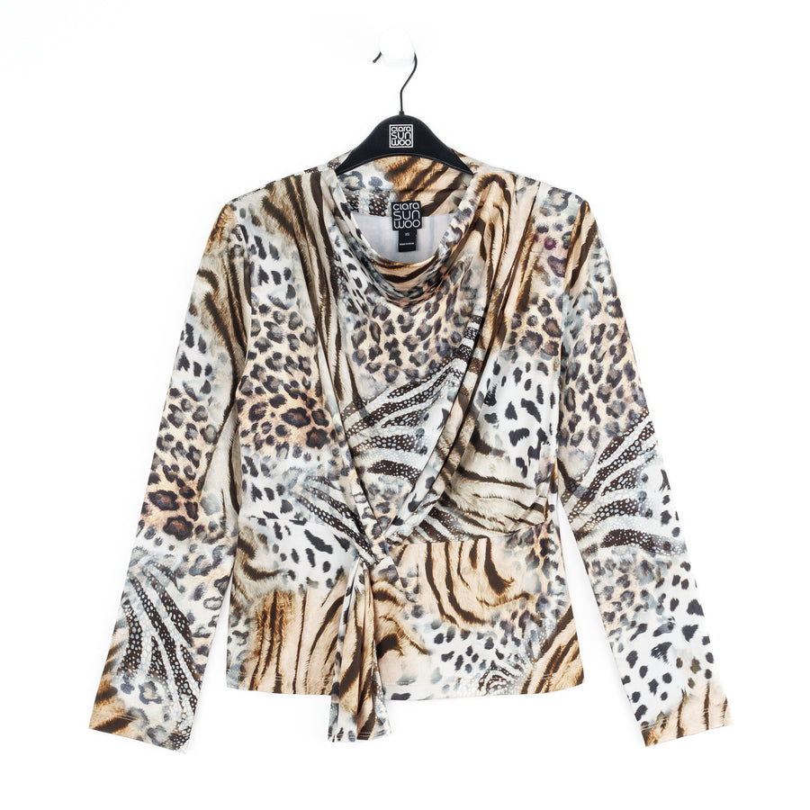Butter Knit - Long Sleeve Loop Front Top - Cheetah Stripe