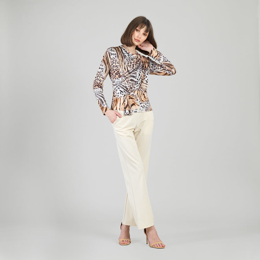 Butter Knit - Long Sleeve Loop Front Top - Cheetah Stripe