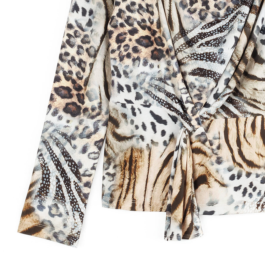 Butter Knit - Long Sleeve Loop Front Top - Cheetah Stripe