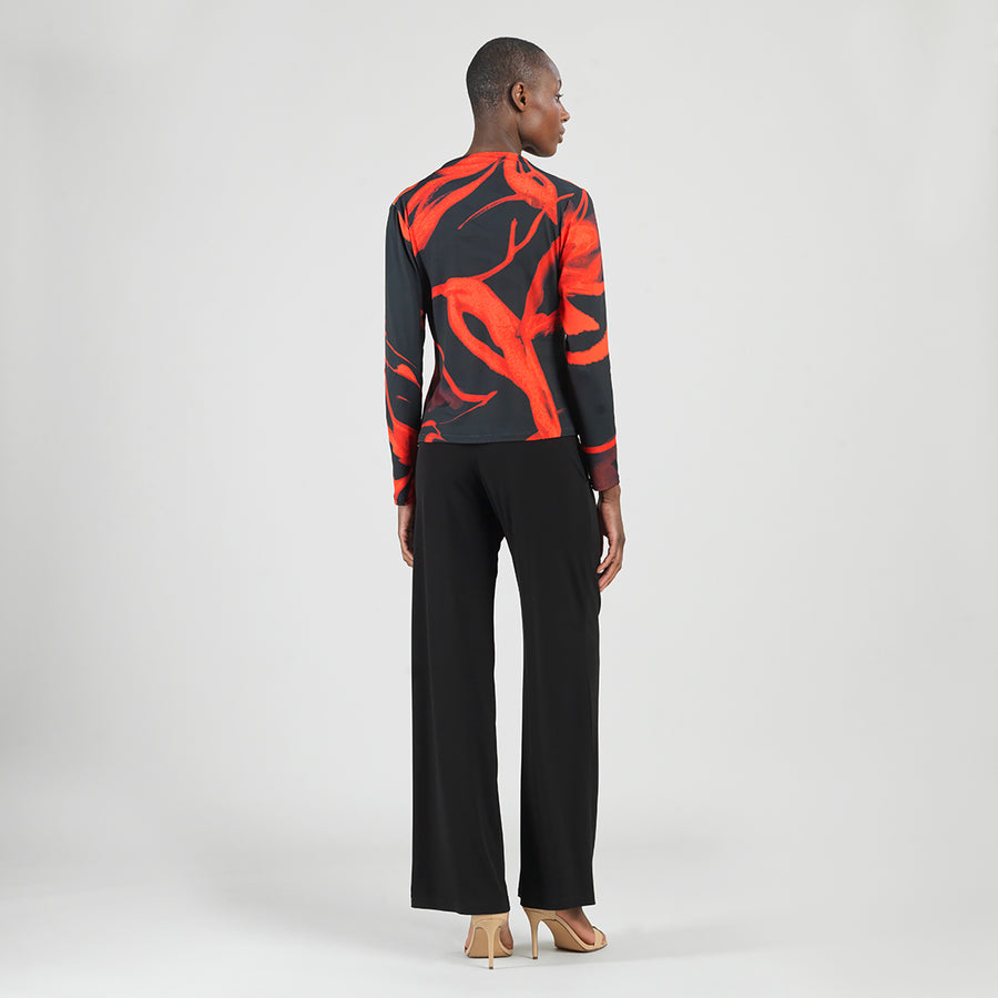 Long Sleeve Loop Front Top - Floral Eclipse
