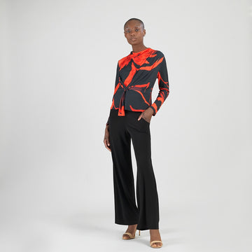 Long Sleeve Loop Front Top - Floral Eclipse