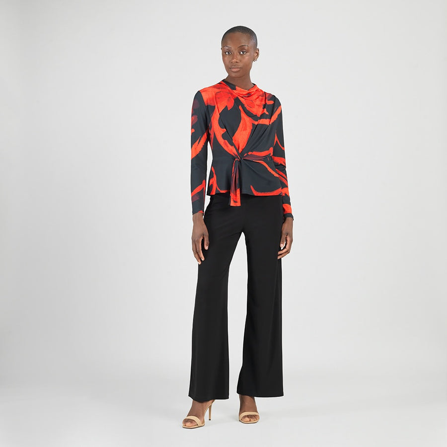 Long Sleeve Loop Front Top - Floral Eclipse