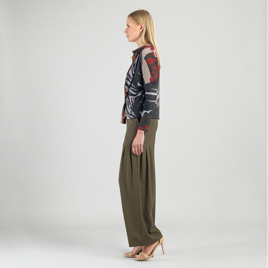 Cozy Knit - Long Sleeve Loop Front Sweater Top - Abstract Harvest