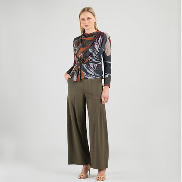 Cozy Knit - Long Sleeve Loop Front Sweater Top - Abstract Harvest