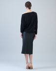 Plush Cozy - Angled Neck Sweater - Black
