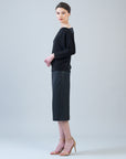 Plush Cozy - Angled Neck Sweater - Black