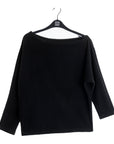 Plush Cozy - Angled Neck Sweater - Black
