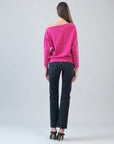 Plush Cozy - Angled Neck Sweater - Fuchsia