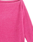 Plush Cozy - Angled Neck Sweater - Fuchsia
