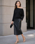 Plush Cozy - Angled Neck Sweater - Black