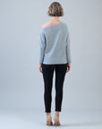Plush Shimmer - Angled Neck Sweater - Gray