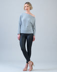 Plush Shimmer - Angled Neck Sweater - Gray