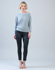 Plush Shimmer - Angled Neck Sweater - Gray