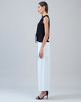 Sleeveless V-Neck Center Front Tie Top - Black