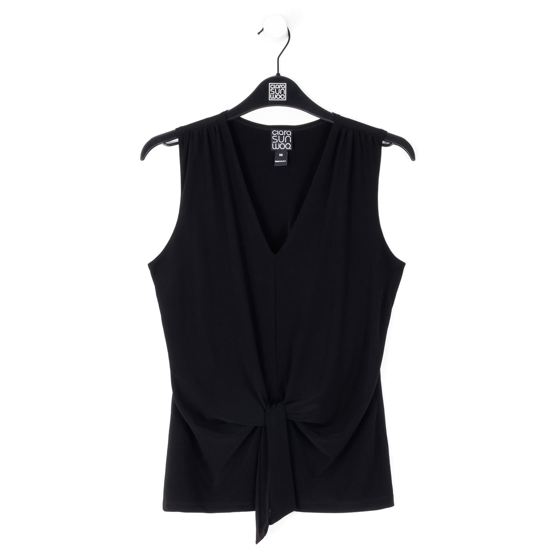 Black Sleeveless V-Neck Twist Top main image 1