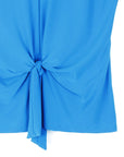 Sleeveless V-Neck Center Front Tie Top - Brilliant Blue