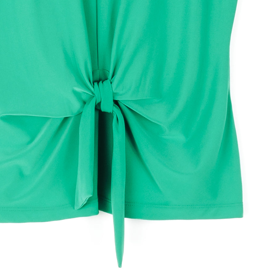 Sleeveless V-Neck Center Front Tie Top - Emerald