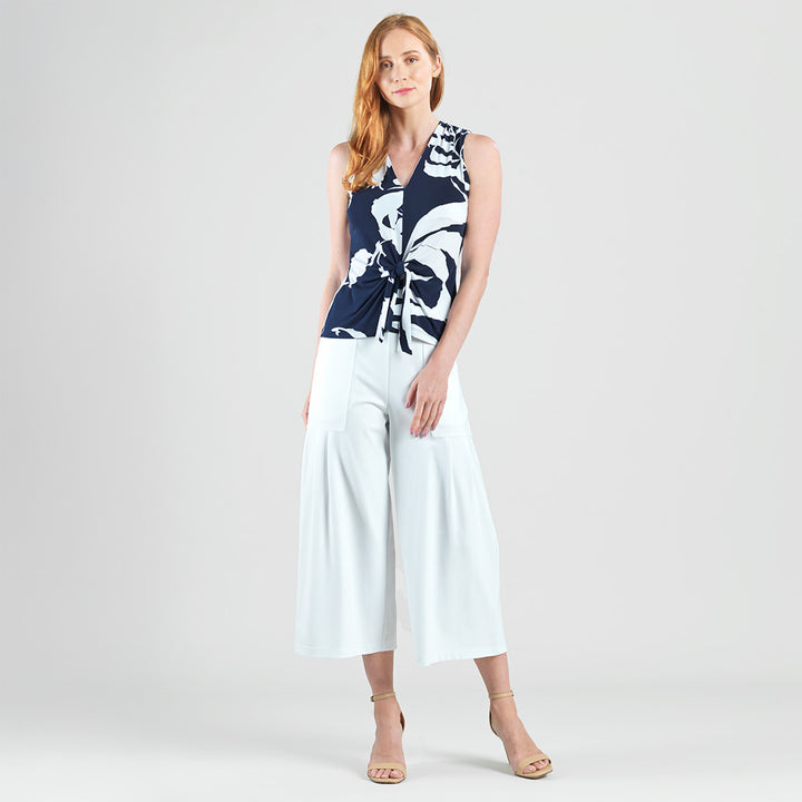 Sleeveless V-Neck Center Front Tie Top - Abstract Branch - Final