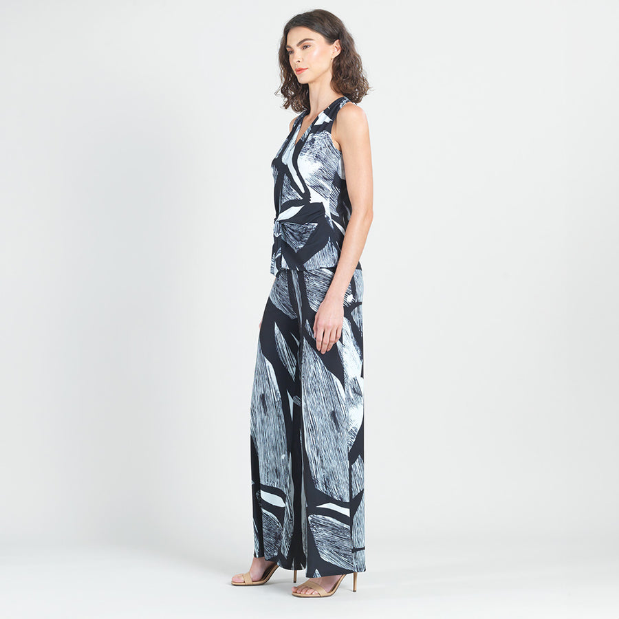 Sleeveless V-Neck Center Front Tie Top - Geo Sketch - Limited Sizes!
