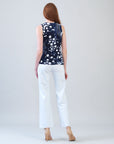 Sleeveless V-Neck Center Front Tie Top - Circle Splatter - Limited Sizes