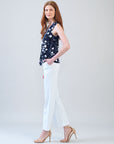 Sleeveless V-Neck Center Front Tie Top - Circle Splatter - Limited Sizes