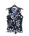 Sleeveless V-Neck Center Front Tie Top - Circle Splatter - Limited Sizes