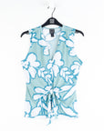 Sleeveless V-Neck Center Front Tie Top - Paradise Petal - Limited Sizes