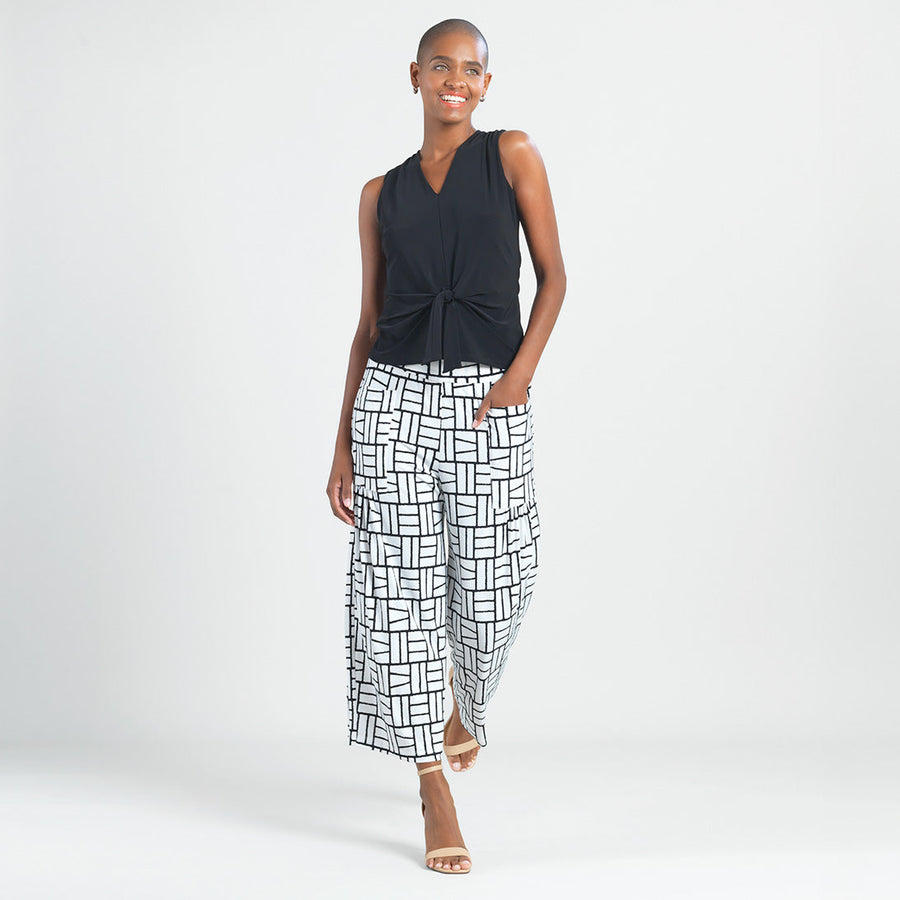 High Rise Scrunch Pocket Gaucho Pant - Geo Rectangle