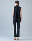 Shimmer Dots - V-Neck Draped Tie Top - Black