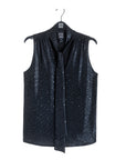 Shimmer Dots - V-Neck Draped Tie Top - Black