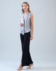 Shimmer Dots - V-Neck Draped Tie Top - Silver