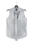 Shimmer Dots - V-Neck Draped Tie Top - Silver
