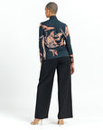 Mock Neck Pleated Detail Top - Abstract Lily - Limited Sizes!