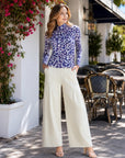 Foil Knit - Mock Neck Pleated Detail Top - Plum Cheetah - Final Sale!