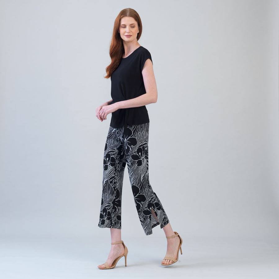 Crepe Knit - Side Slit Ankle Pant - Orchid Sketch - Limited Sizes