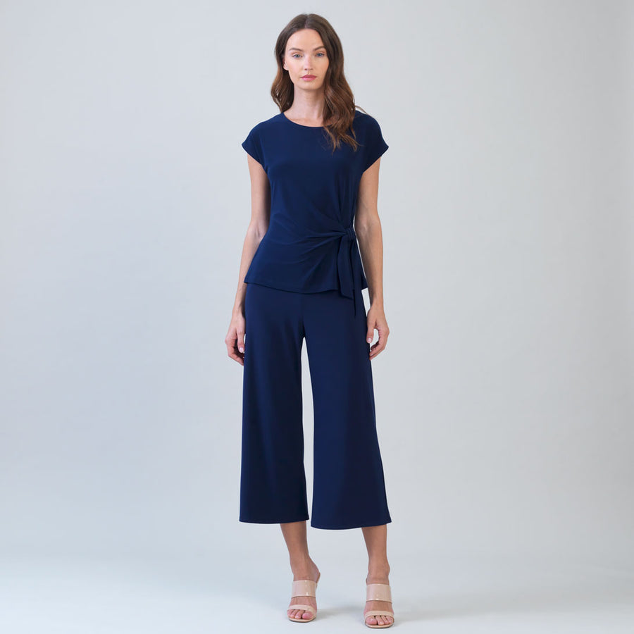 Slant Sleeve Side Tie Top - Navy – Clara Sunwoo