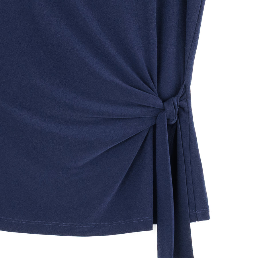 Slant Sleeve Side Tie Top - Navy – Clara Sunwoo