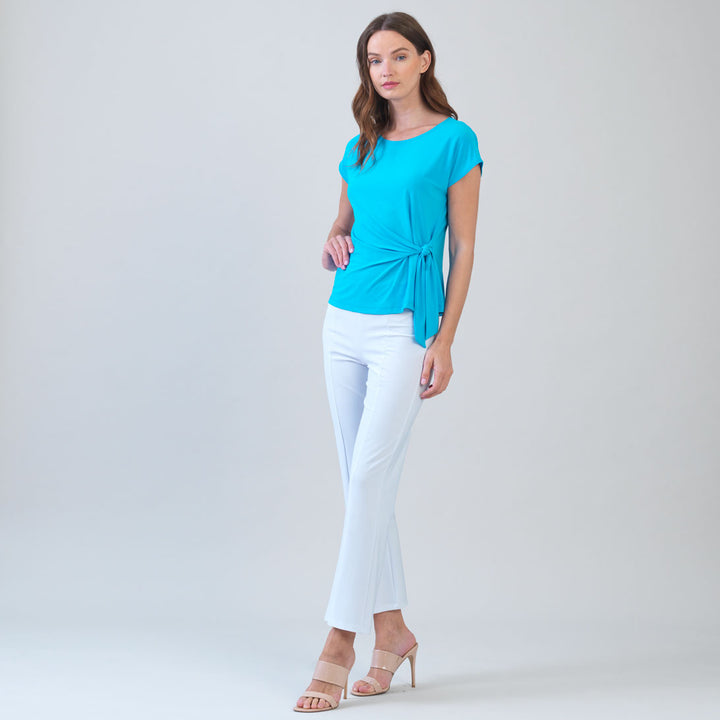Slant Sleeve Side Tie Top - Turquoise – Clara Sunwoo
