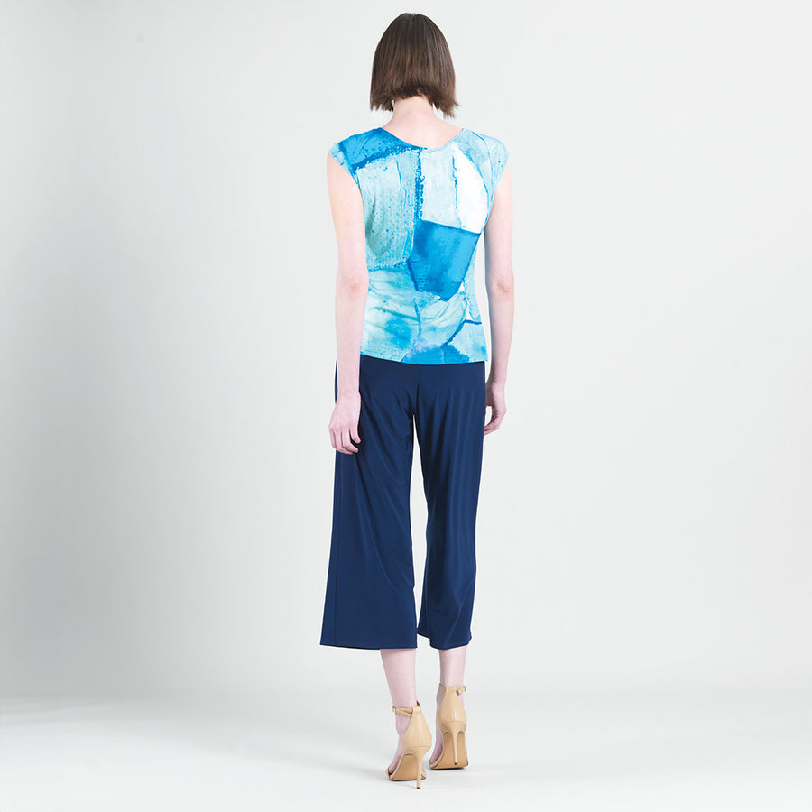 Cap Sleeve Side Tie Top - Water Splash