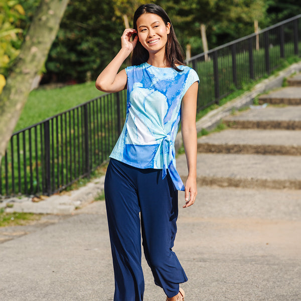 Cap Sleeve Side Tie Top - Water Splash - Final Sale! – Clara