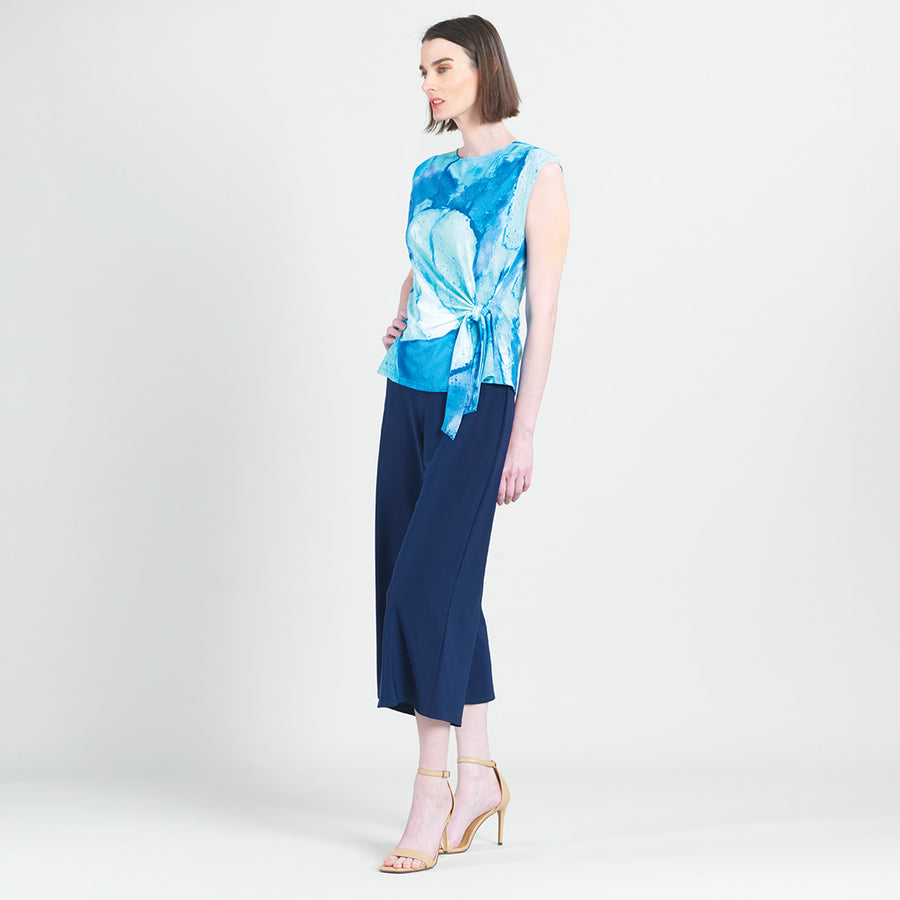 Cap Sleeve Side Tie Top - Water Splash