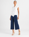 Crossover Faux Wrap Top - White - Final Sale