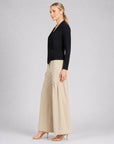 Long Sleeve Crossover Faux Wrap Top - Black - Final Sale