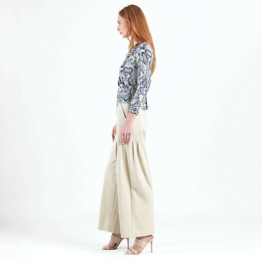 Butter Knit - Long Sleeve Crossover Faux Wrap Top - Python Scale - Final Sale!